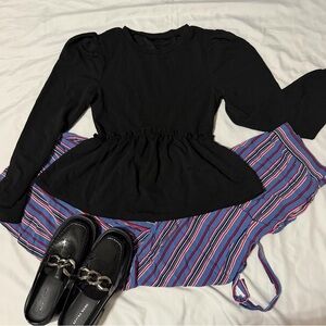 SHEIN Black Peplum Blouse